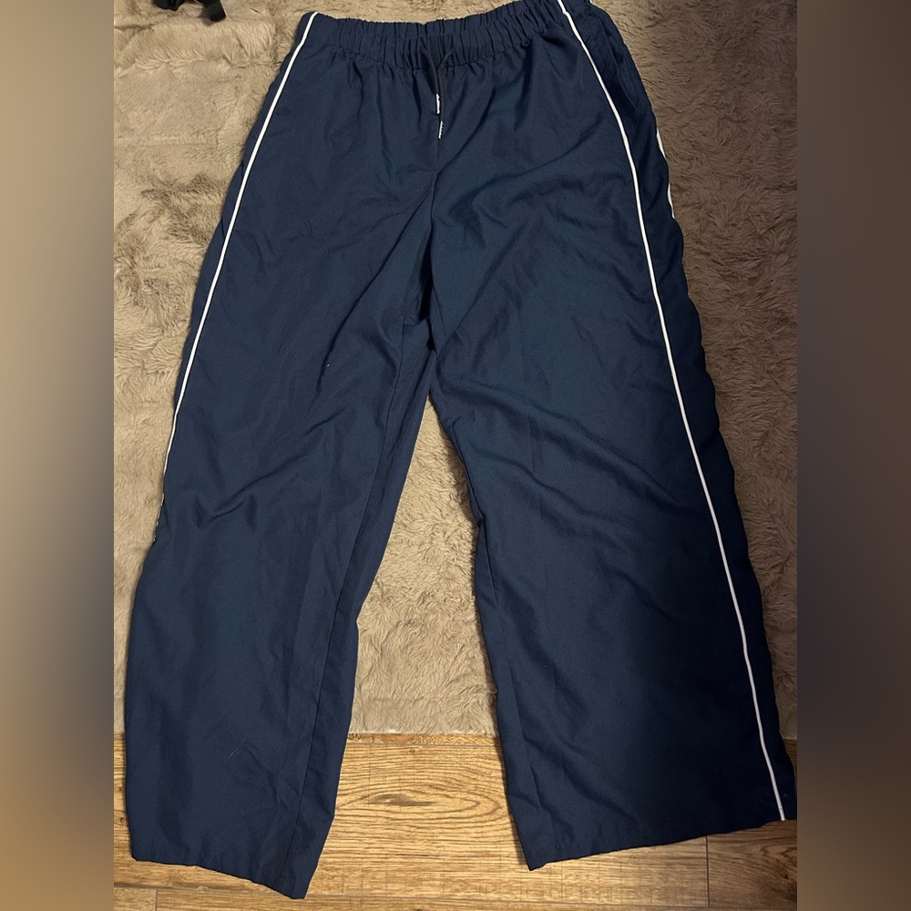 Navy Blue Track Pants with White Piping